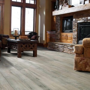 light gray wood-look laminate flooring in living room | National Design Mart | Northeast Ohio
