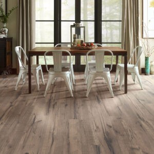 wood-look flooring in dining area | National Design Mart | Northeast Ohio National Design Mart | Northeast Ohio